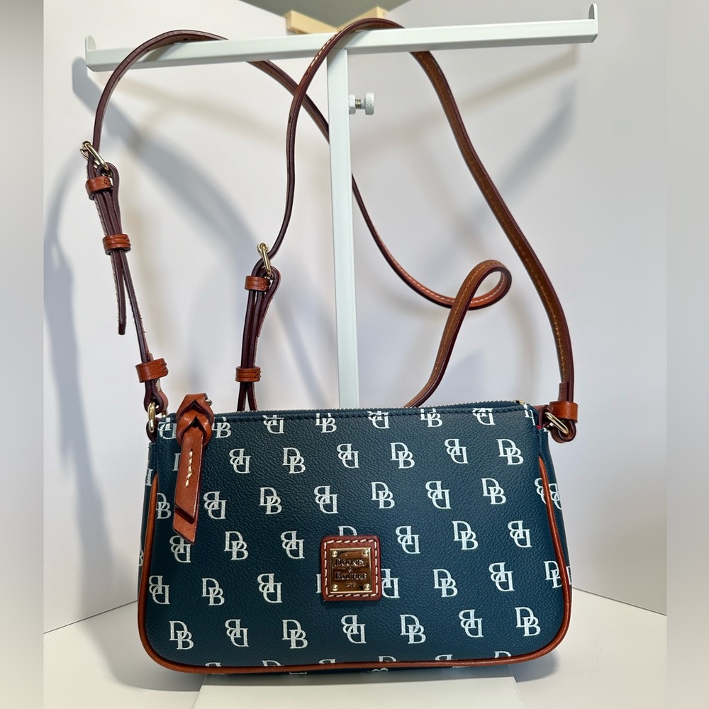 Dooney & Bourke Signature Coated Canvas Small Crossbody Bag, Blue, EUC